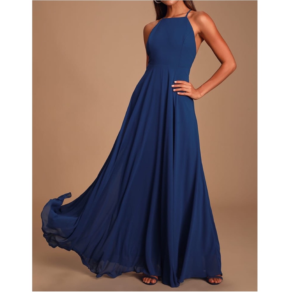 Lulu’s Mythical Kind of Love Navy Blue Maxi Dress Small